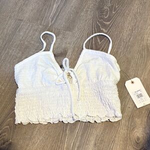 Billabong White Textured Crop Top
